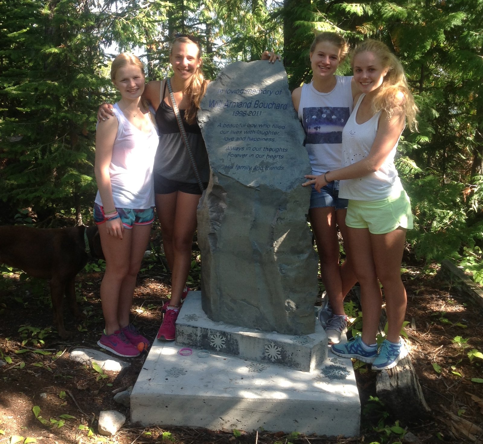 Elsy, Kathleen, Sarah, and Tess at your Memorial Rock