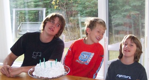 Will's 6th Birthday. With his big brothers, Justin and Ben